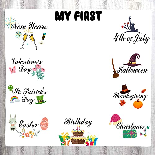 Image of LYLYCTY Baby Memory Blanket - My First Easter & Christmas Unisex Swaddle Milestone Blanket, 48x40 Inches