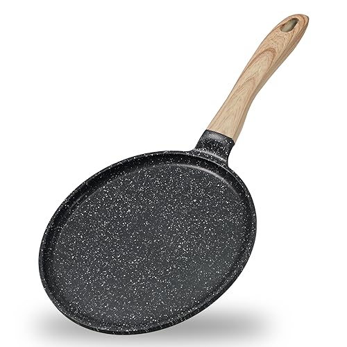 Comparison: Best Pan To Cook Tortillas 7 JEETEE Crepe Pan Nonstick, 9.5 Inch Comales Para Tortillas Griddle Pan for Stove Top, Granite Coating Flat Pancake Pan Dosa Tawa, PFOA FREE and Induction Compatible (Grey)