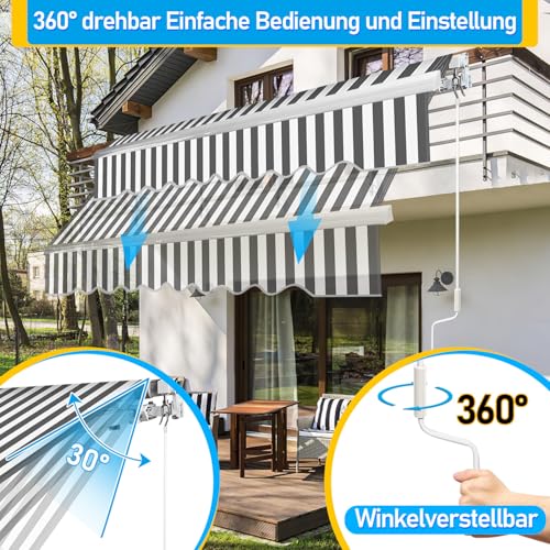 Protección solar con toldo con brazo articulado ajustable en ángulo 5