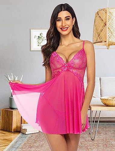 Image of Avidlove Women Lace Lingerie Babydoll Sexy Chemise Exotic Nightgowns Bridal Nightdress