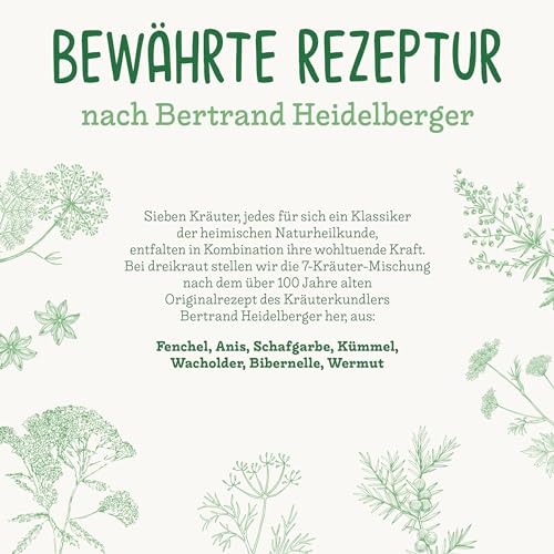 Bio-7-Kräuter-Pulver nach Bertrand Heidelberger, dreikraut, 7-Kräuterstern, extra fein vermahlen (250, Gramm)
