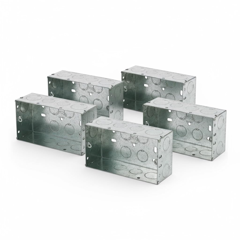 Single/Double Flush Metal Electrical Socket/Switch Back Boxes 25mm, 35mm, 45mm Wall Pattress (2 Gang, 45mm, Push Button, ON-ON Operation, IP65 Rated)