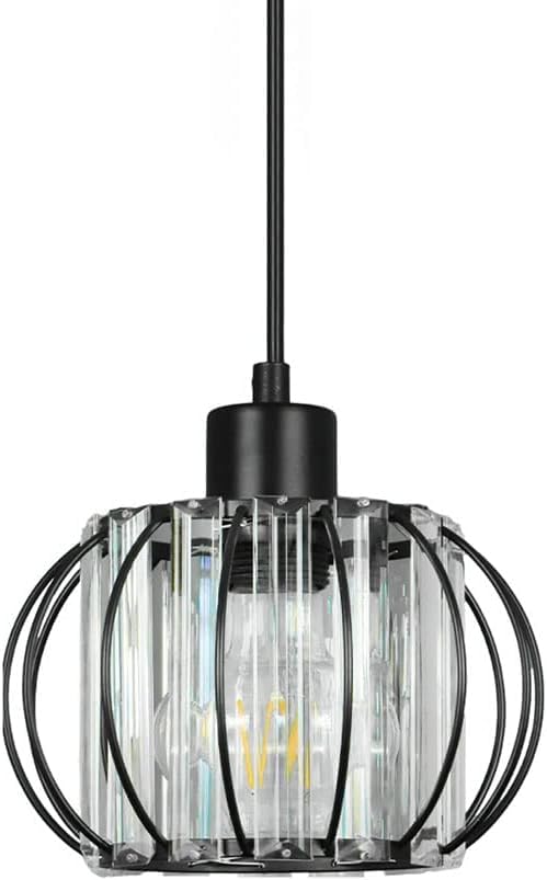Lámpara de cristal negra minimalista y elegante E27 para iluminación de techos modernos