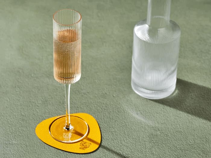 Bjorn Set de verres complet LINJE 24 pièces en cristallin sans plomb – Service de verres pour eau, jus, vin et champagne – Gobelets bas et hauts, verres à pied et flûtes design strié moderne