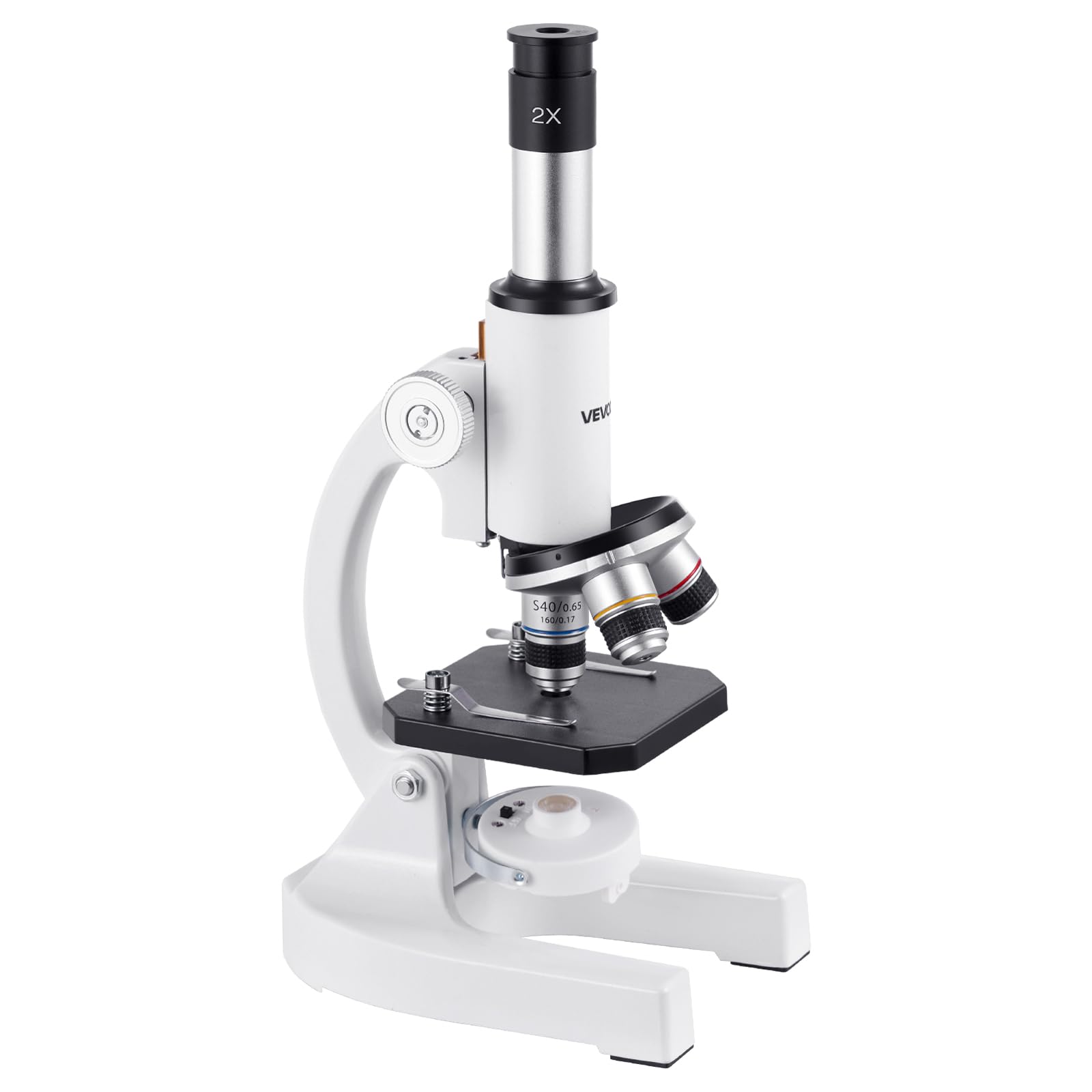 VEVOR Microscope for Kids Adults, 40X-2000X Professional Compound Microscope Mobile Phone Adapter with LED Light, for Laboratory, School, Home, Education