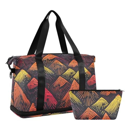 Abbastanza spazio e leggero: il borsone da viaggio pesa 0,7 kg. Ha una grande dimensione di 43,9 x 21,8 x 39,6 cm con circa 40 litri di capacità, e la piccola borsa organizer misura 17,8 x 7,6 x 12,7 cm. Abbastanza per contenere vestiti, scarpe, laptop e altro ancora.