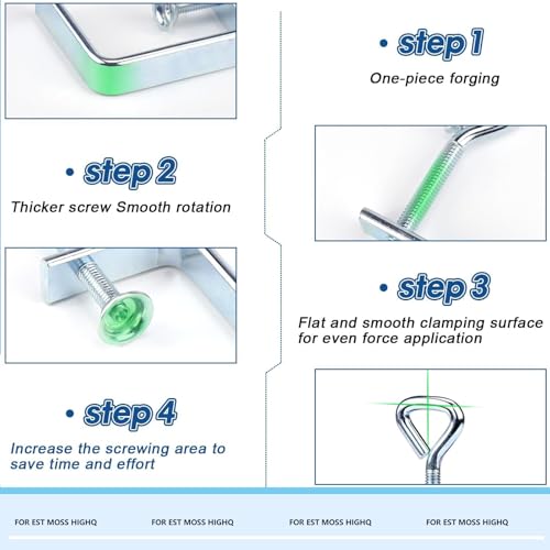 C Zwingen Schraubklemme, 2 Stück C Klemme Edelstahl, 2 Stück Heberinge C Klemme, C Zwinge für Holzarbeiten, Justierbare Breite Workbench Clamp, Silber Schraubzwingen Klein, für Holzarbeiten Klemmen