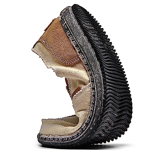 Image of CASMAG Men's Casual Cloth Shoes Canvas Slip on Loafers Vintage Boat Shoes | Breathable material, lightweight, Easy slip on & off, Comfortable, Non-Slip, Fashionable