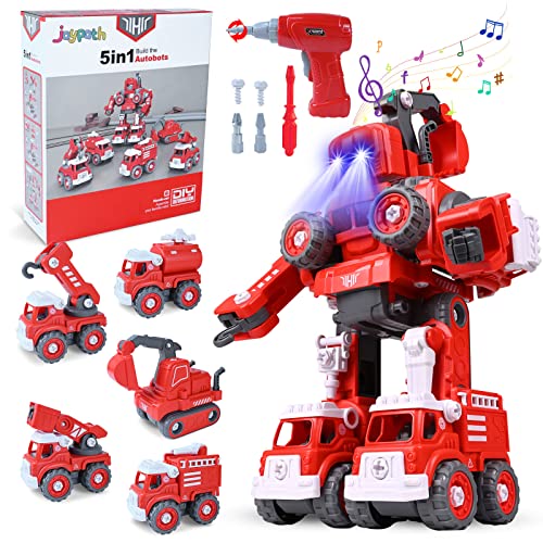 50% Off Discount Gifts for 4 5 6 7 8 Year Old Boys, Take Apart Robot Toys Fire Truck Vehicle Set for Kids 3-5 5-8, STEM Transform Robot Kids Toys with Electric Drill, 5 in 1 Toys Christmas Birthday Gifts Boys Weekly Top Sale Gifts for 4 5 6 7 8 Year Old Boys, Take Apart Robot Toys Fire Truck Vehicle Set for Kids 3-5 5-8, STEM Transform Robot Kids Toys with Electric Drill, 5 in 1 Toys Christmas Birthday Gifts Boys