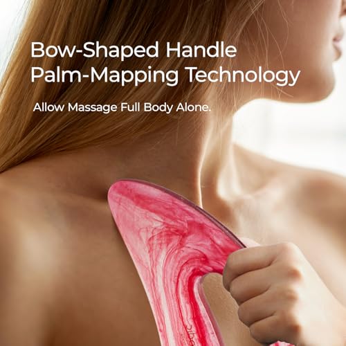 Image of Scienlodic 4 Pcs Gua Sha Massage Tools for Face & Body (Red, Resin) - Guasha Scraping Tool for Jawline Contouring, Puffiness Reduction, Neck, Back, Legs & Muscle Relaxation