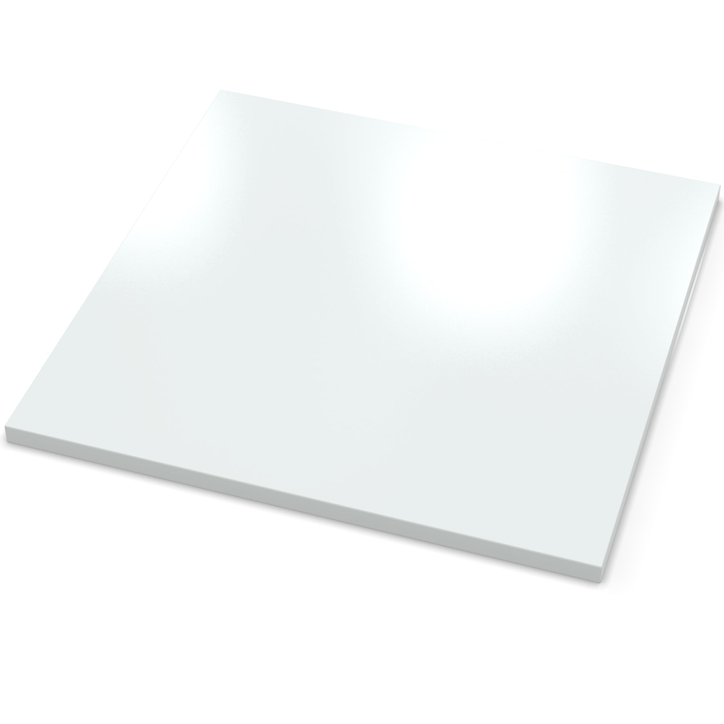 AUPROTEC Tablero de mesa de 25 mm, color blanco cristal, 70 x 50 cm, tablero de partículas con borde ABS de 2 mm y revestimiento de poliuretano, revestimiento de resina de melamina, resistente e