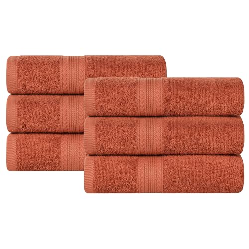 Superior Eco-Friendly Cotton 6-Piece Hand Towel Set, Small Towels for Spa, Resort, Hotel, Guest Bath, Kitchen, Quick Dry, Soft, Bathroom Accessories, Home and Apartment Essentials, Copper