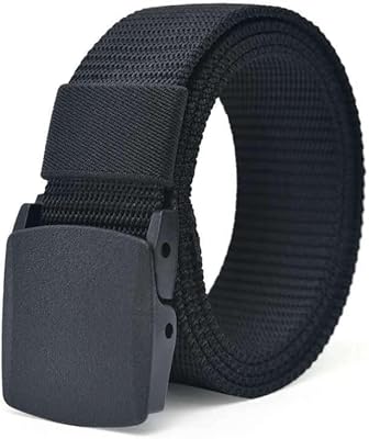 Fabric Belt Women/Men 120cm Nylon Belts Canvas Belt Jeans Buckle, Adjustable Belt Strap Black