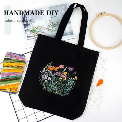 Mamunu AIDACLOTH24-US Canvas Tote Bag Embroidery Kit With Pattern, Beginner Embroidery Kits For Adults thumb #1