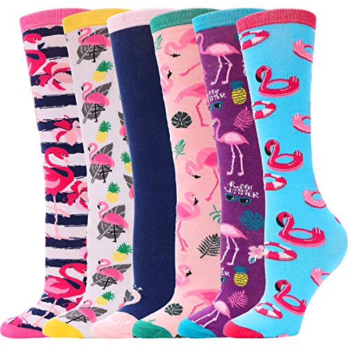 Image of MOGGEI 6 Pairs Kids Girls Knee High Socks Gift Long Crazy Silly Tall Funny Boot Cute Animal Child Fun Socks
