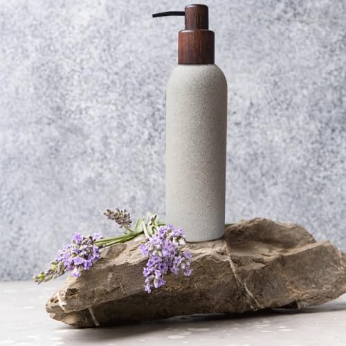 250ml Japanese Style Retro Resin Soap Dispenser Bathroom, Easy to Fill, for Kitchen Sink, Refillable Shampoo and Conditioner Bottles with Wooden Pump3