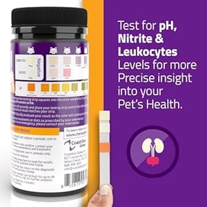 CheckUp Cat and Dog UTI Urine Test Strips | 3 Parameters CheckUp in 1- a More Detailed Test of 3 UTI Related Markers – pH, Nitrite and Leukocytes Levels x50