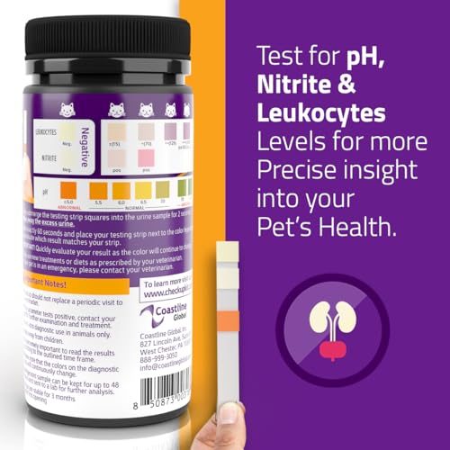 CheckUp Cat and Dog UTI Urine Test Strips | 3 Parameters CheckUp in 1- a More Detailed Test of 3 UTI Related Markers – pH, Nitrite and Leukocytes Levels x50 CheckUp Cat and Dog UTI Urine Test Strips | 3 Parameters CheckUp in 1- a More Detailed Test of 3 UTI Related Markers – pH, Nitrite and Leukocytes Levels x50