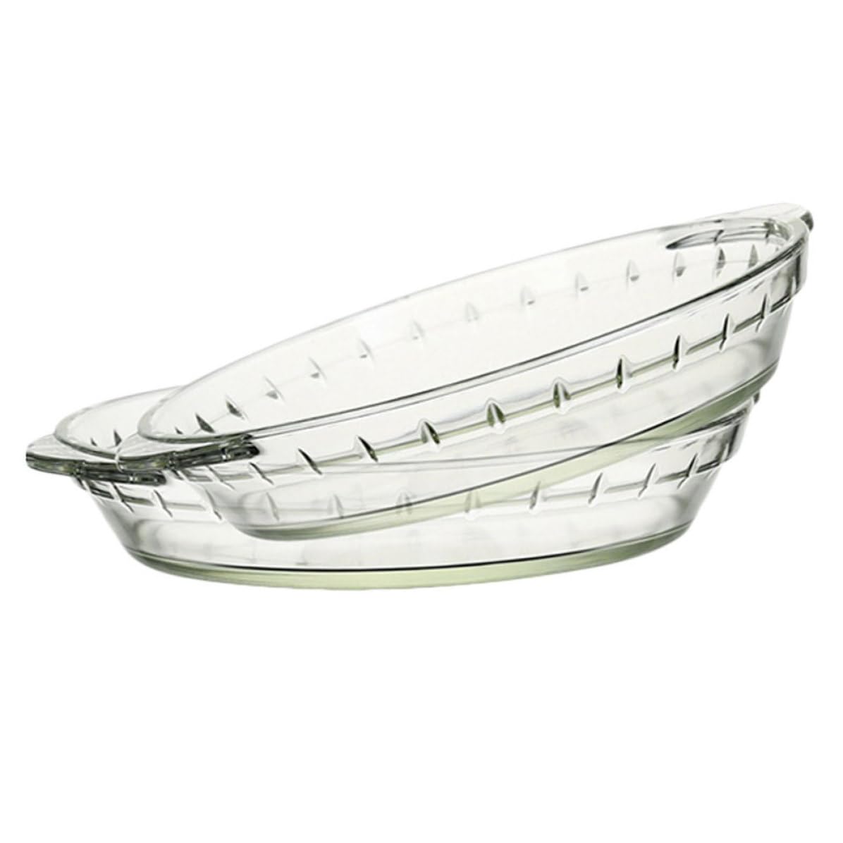 WOONEKY 2 Stück Glas Backform Mikrowellengeeignet 1030ml und 1330 Ml | Hitzebeständig, Spülmaschinengeeignet, Transparente Servierplatten für Ofen und Kühlschrank