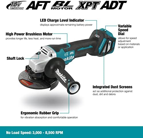 Makita DGA517Z 18V Li-Ion LXT Brushless 125mm Angle Grinder - Batteries and Charger Not Included