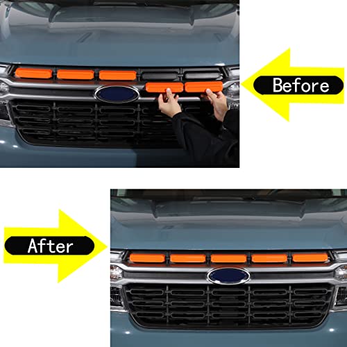 Image of Car Front Bumper Grille Covers Compatible with Ford Maverick 2022 Car Front Grille Mesh Inserts Trim Cover Front Grill Mesh Inserts Clip-in Grille Guard Car Air Inlet Vent Grille Cover ABS Accessories