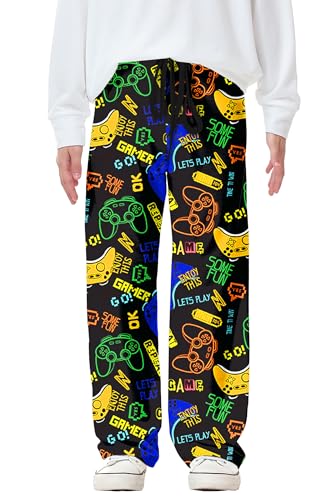 Long Pants Drawstring Elastic Waisted Casual Plaid Graphic Loose Fit Pant Game 5-6 Years2