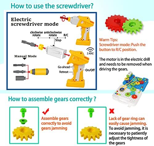 Gears Toys for Kids Ages 4-8, STEM Educational Construction Toys, Super Building Toy Set for Boys and Girls, Engineering Building Blocks Creative Learning Toy Set