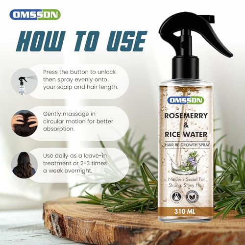 Image of Rosemary And Rice Water Hair Spray for Hair Growth and Hair Fall Control | Natural Hair Tonic for Strong, Shiny & Healthy Hair | Suitable for Men & Women- 310 ml