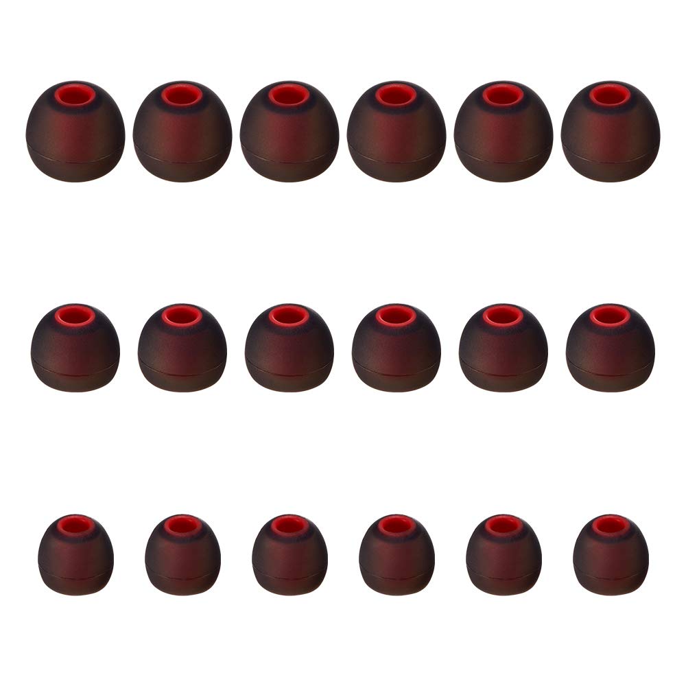 Earbud Tips Soft Silicone Earbuds Replacement Tips Fit for in-Ear Headphones(Inner Hole from 3.8mm - 4.2mm Earphones) 9 Pairs S/M/L,Black/Red