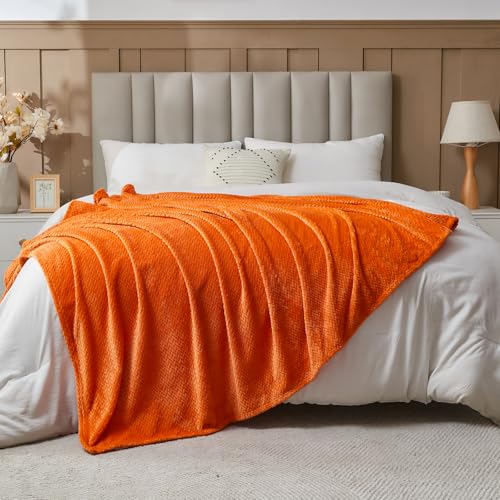 image for NEWCOSPLAY Super Soft Throw Blanket Orange Premium Silky Flannel Fleec