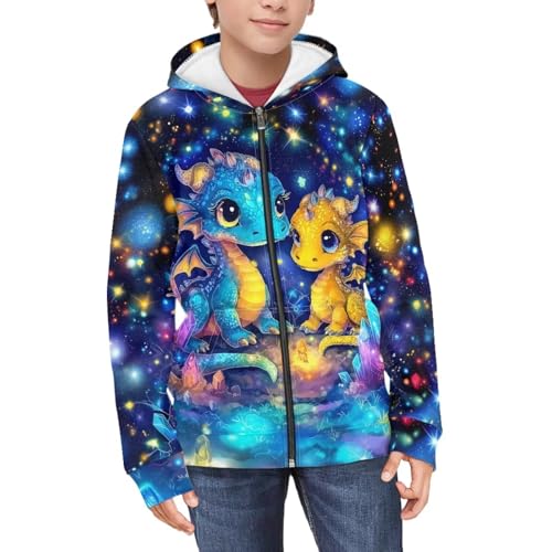 Dragon Zip Up Hoodie Cute Jacket Kids Girl Fashion Hooded Sweatshirt Fall Clothes Zipper Hoodies Sweatshirts 6-164