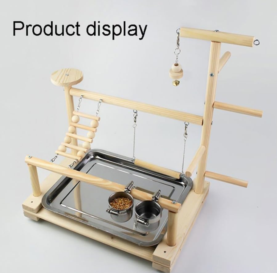 Luminexia Supporto per Giochi per Uccelli,Parco Giochi per Uccelli,Supporto per Giochi per pappagalli,con Campanello,Tazza per Cibo Staccabile,Vassoio Addensato(45cm*36cm*27cm)