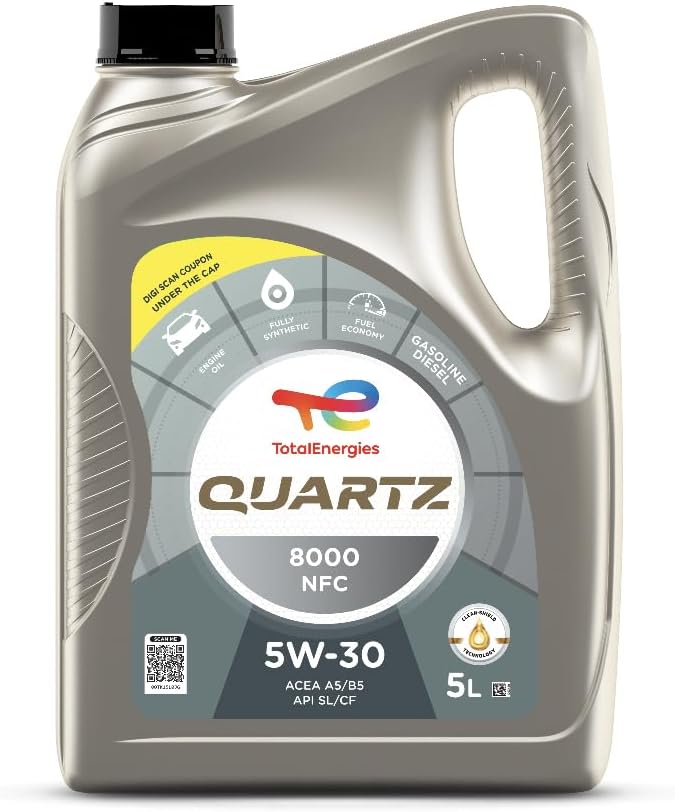 TotalEnergies Quartz 8000 NFC 5W-30 ACEA A5/B5, API SL/CF Fully Synthetic| Engine Oil for Cars (5L)