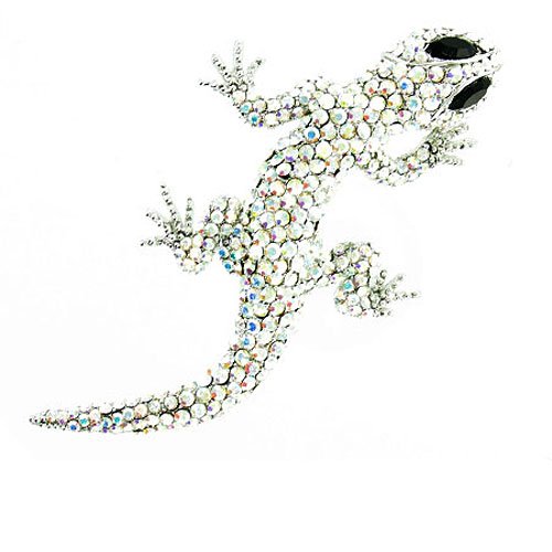 Broche de lagarto de cristal transparente en plata el regalo de aniversario perfecto