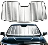 Windshield Sun Shade for Tesla Model 3 2018-2026, Model Y 2020-2026, Foldable 3-Layer High Reflective Silver Sunshade, Blocks UV Rays & Reduces Cabin Heat