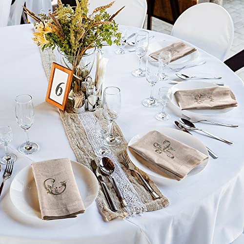 Servilletas de lino blancas cuadradas con bordado floral miniatura 4