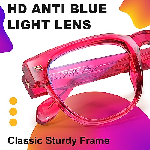 Image of VISOONE Square TR90 Blue Light Blocking Glasses with Anti Glare Computer Glass Woman and Men SAGE