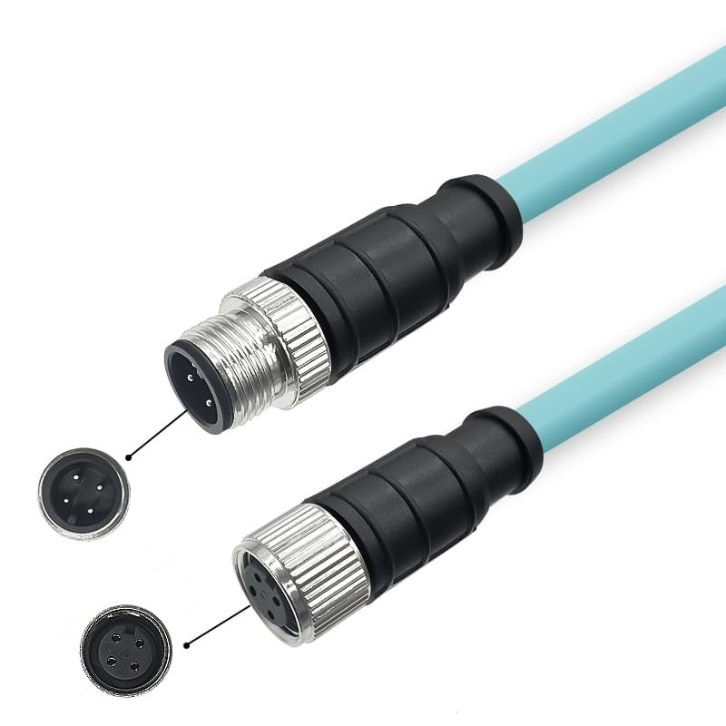 M12 to M12 Cat7 Ethernet Cable, 10Gbps Gigabit, IP67 Rated Waterproof Dustproof, Flexible PUR Jacket for Industrial Automation, Robotics (4 Pin A-Code Male to Female, 3 Meter)