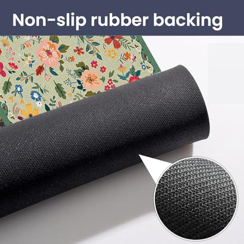 Image of MAXOSHINE PVC Bathroom Mats Anti Slip | Water Absorbent Bath Floor Mat | Quick Dry Anti Skid Bathroom Mats for Home | Door Mat for Wet Area 40x60 CM (Floral Green)