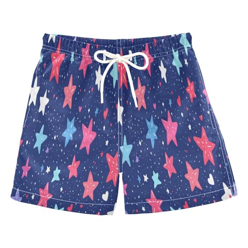 Boccsty Fourth of July Colorful Stars Boys Swim Trunks Baby Kids Swimwear Summer Toddler Beach Board Shorts Bathing Suit 2T