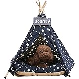Joonly Pet Teepee Portable Dog & Cat Tent Pet Bed with Cushion & Blackboard Indoor Cat & Dog Houses...