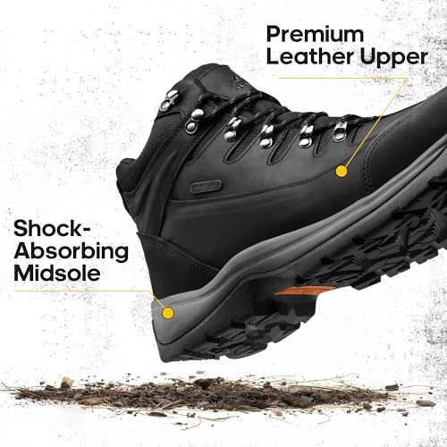 NORTIV 8 Men's Leather Waterproof Hiking Boots Mid Ankle Trekking Mountaineering Outdoor Boots4