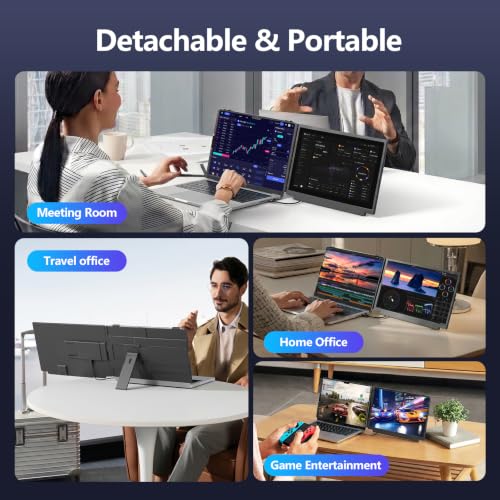 Image of Laptop Screen Extender, 15.6 inch FHD 1080P IPS Laptop Monitor Extender for 13 inch - 17.3 inch Laptops, Detachable & 4-in-1 Modes Dual Monitor, Plug-Play Travel Monitor for Wins /Mac /Dex /Chrome