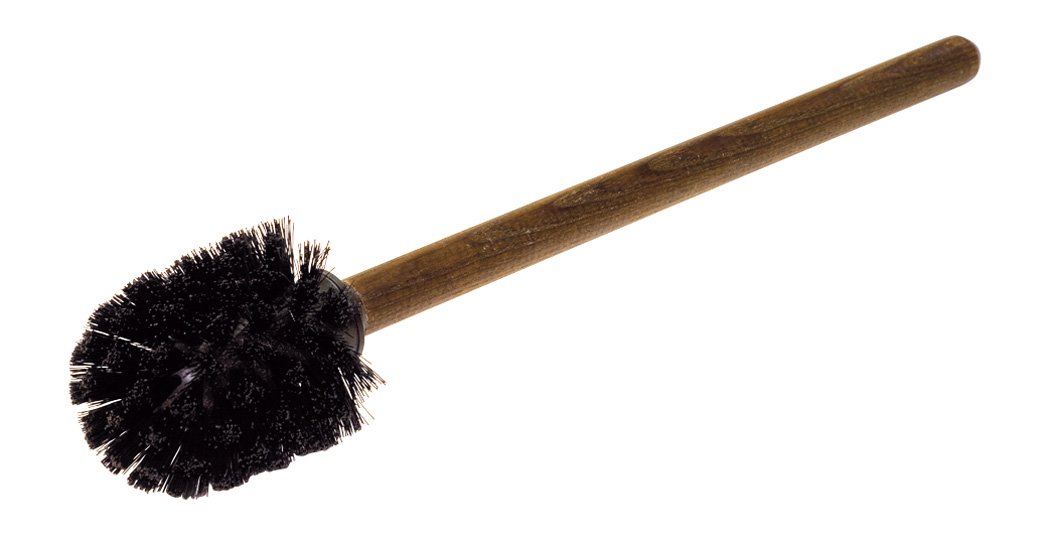 Bürstenhaus Redecker Toilet Brush with Round Thermowood Handle and Black Nylon Bristles