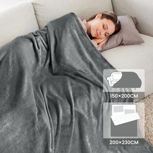 berssen 200x230cm Kuscheldecke Flauschig, Weiche Antistatik Fleecedecke, Dicke Sofadecke, Erweitert Kuscheldecke Flauschig, Maschinenwaschbar, ohne Geruch, Dunkelgrau