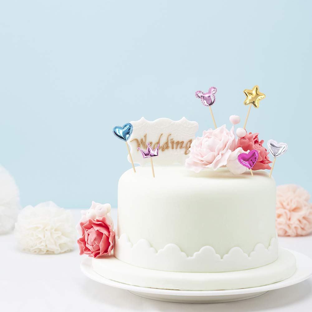 Stern Herz Krone Cupcake Topper – 100 Stück Bunte Tortendeko Für Geburtstag, Hochzeit & Parties