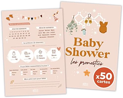 Cartes de pronostics bébé - Jeu gender reveal et baby shower