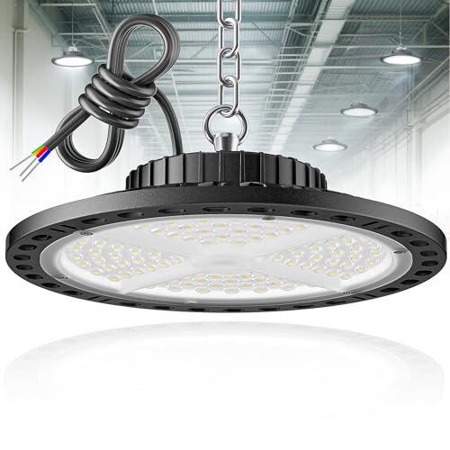 ANNIFUNLY 100W UFO LED Lámpara de Alta Bahía 15000LM Focos Led UFO Interior Techo 6500K Blanco Frío Naves Industriales LED IP65 Impermeable Iluminación Comercial Para Garaje Fábrica Taller