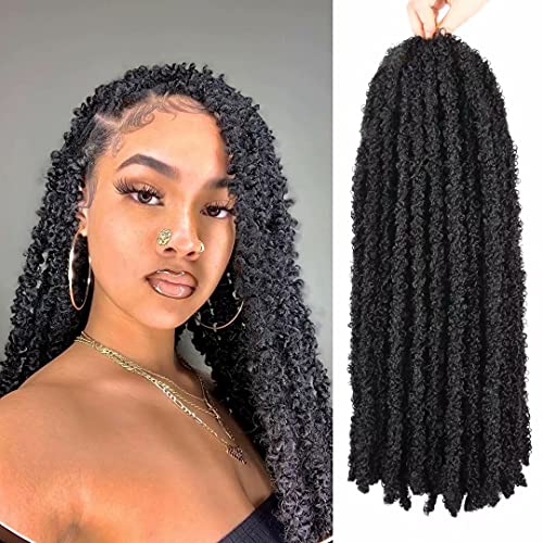 New Butterfly Locs Crochet Hair 18 inch 6 Packs Long Distressed Locs Crochet Braids Pre looped Messy Butterfly Locs Hair Synthetic Braiding Hair Extensions(1B# 18" 6 packs)