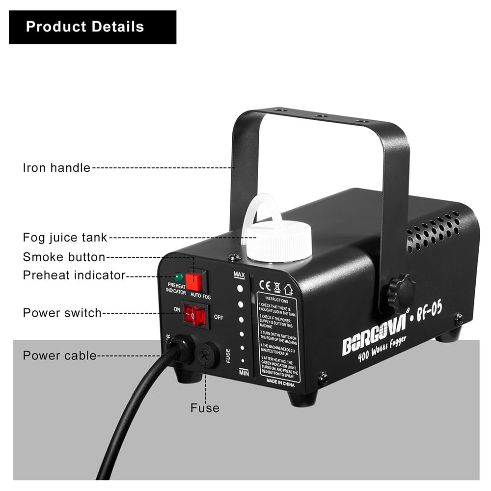 1000W Fog Machine with Timer, Wireless Remote, and Manual Control - Ideal for Halloween, Parties, Stage Performances, Concerts, and Clubs